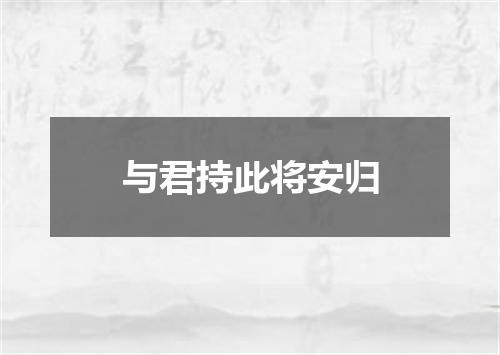 与君持此将安归