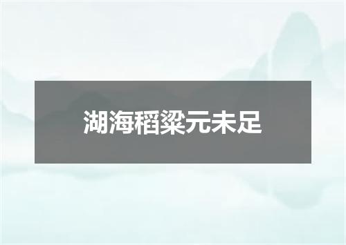 湖海稻粱元未足