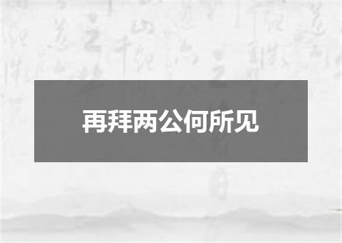 再拜两公何所见