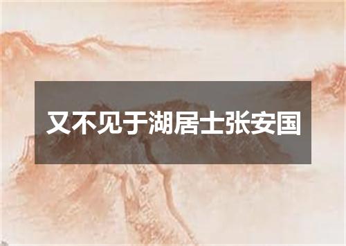 又不见于湖居士张安国