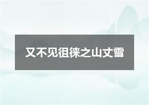 又不见徂徕之山丈雪