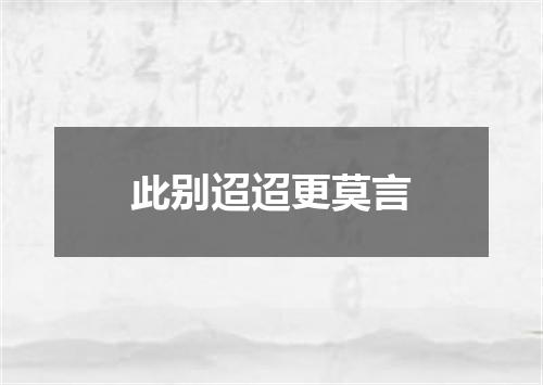 此别迢迢更莫言