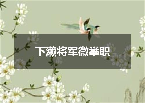 下濑将军微举职