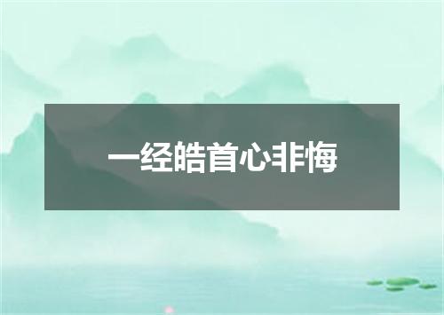 一经皓首心非悔