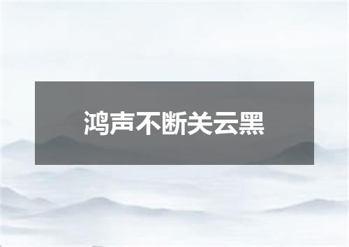 鸿声不断关云黑