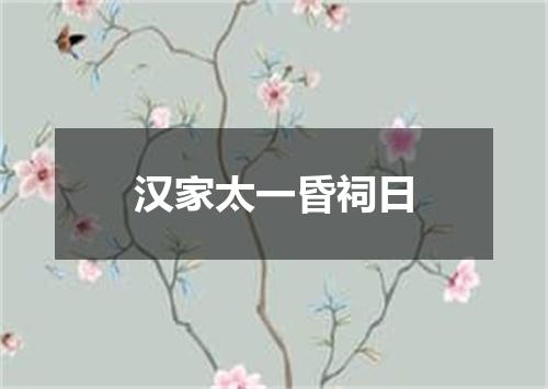 汉家太一昏祠日