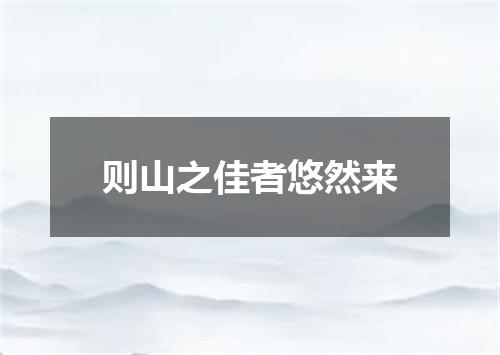 则山之佳者悠然来