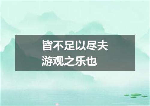 皆不足以尽夫游观之乐也