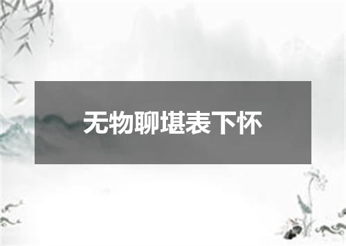 无物聊堪表下怀