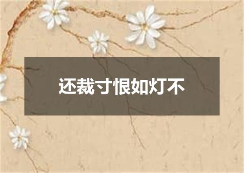 还裁寸恨如灯不