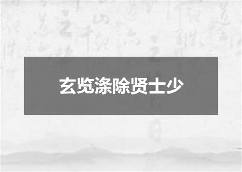 玄览涤除贤士少