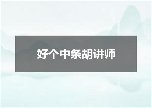 好个中条胡讲师