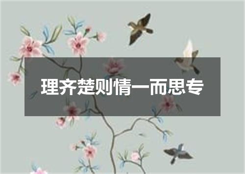 理齐楚则情一而思专
