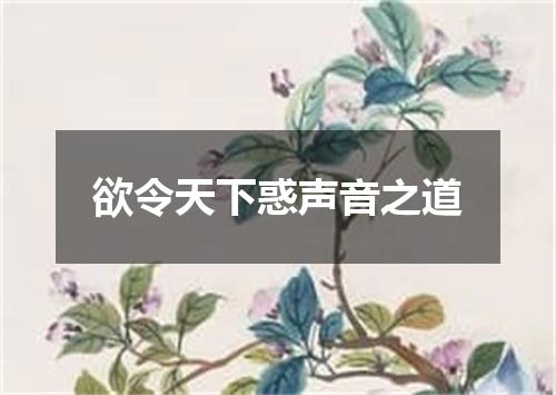 欲令天下惑声音之道