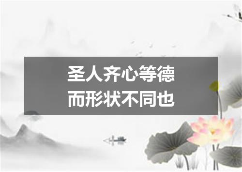 圣人齐心等德而形状不同也