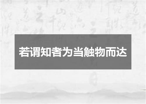 若谓知者为当触物而达