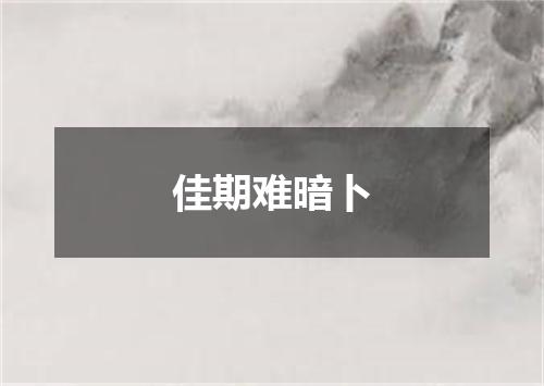 佳期难暗卜