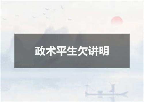 政术平生欠讲明