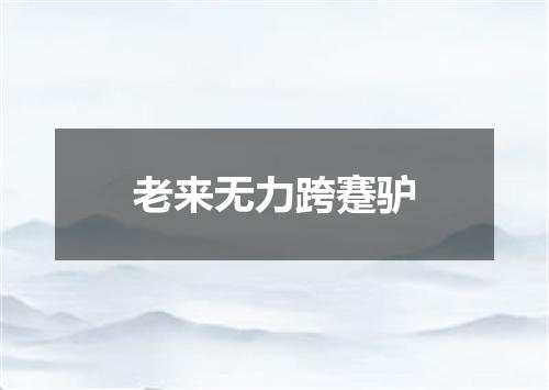 老来无力跨蹇驴