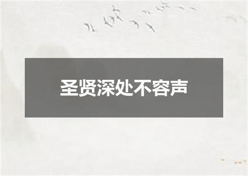 圣贤深处不容声