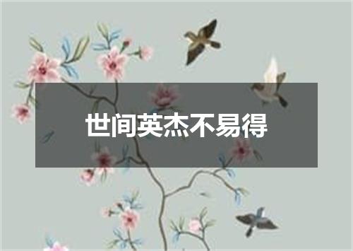 世间英杰不易得