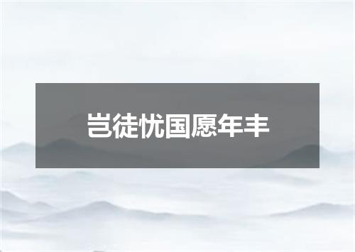 岂徒忧国愿年丰