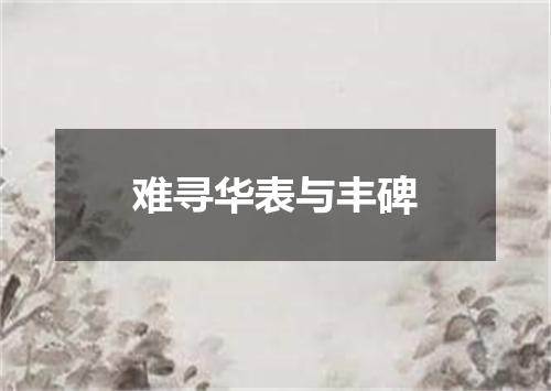 难寻华表与丰碑