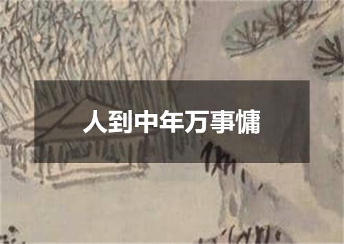 人到中年万事慵
