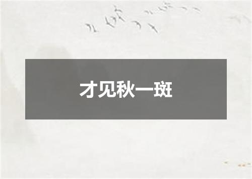 才见秋一斑