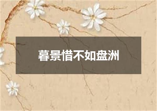 暮景惜不如盘洲