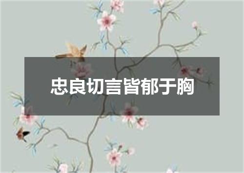 忠良切言皆郁于胸