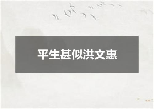 平生甚似洪文惠