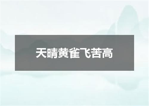 天晴黄雀飞苦高