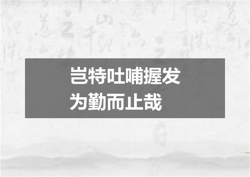 岂特吐哺握发为勤而止哉