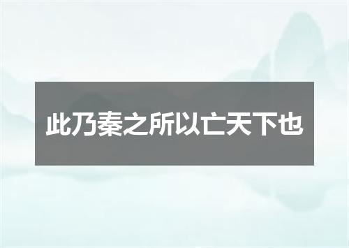此乃秦之所以亡天下也