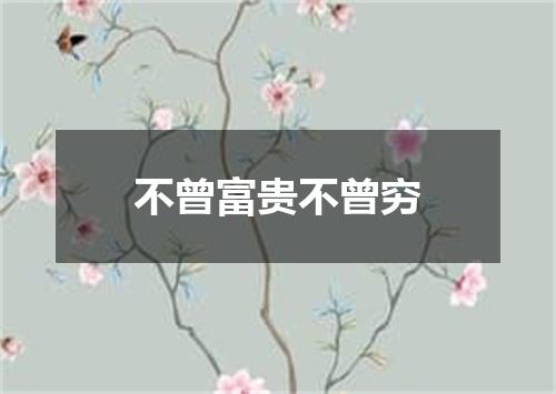 不曾富贵不曾穷