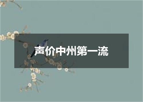 声价中州第一流