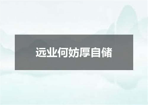 远业何妨厚自储