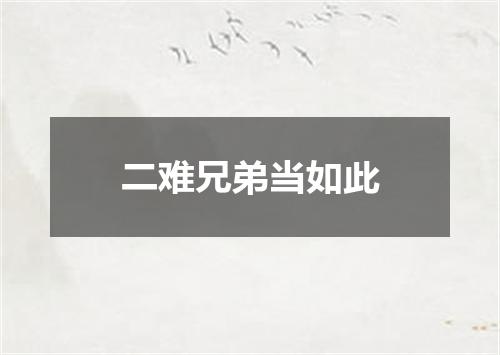二难兄弟当如此