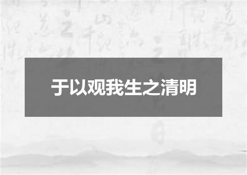 于以观我生之清明