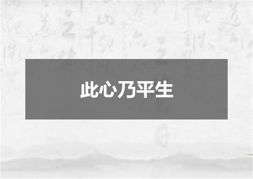 此心乃平生