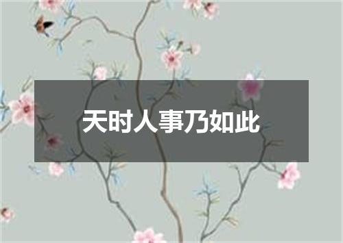 天时人事乃如此