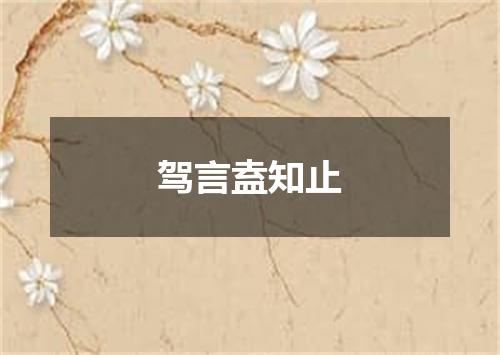 驾言盍知止