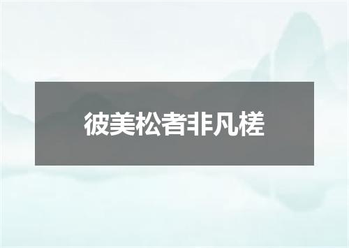 彼美松者非凡槎