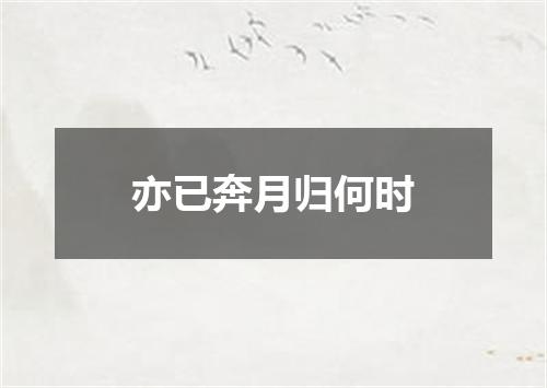 亦已奔月归何时