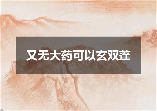 又无大药可以玄双蓬