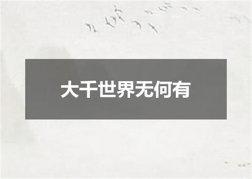 大千世界无何有