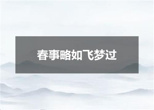 春事略如飞梦过