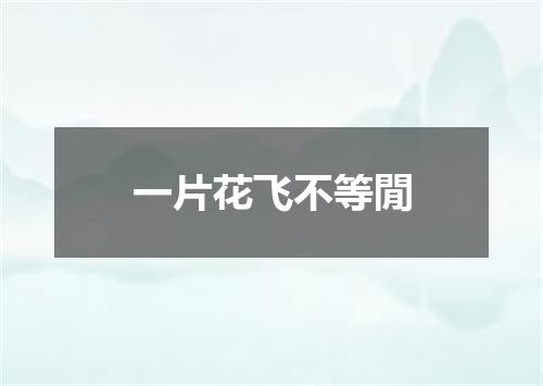 一片花飞不等閒