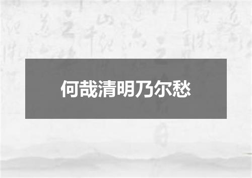 何哉清明乃尔愁